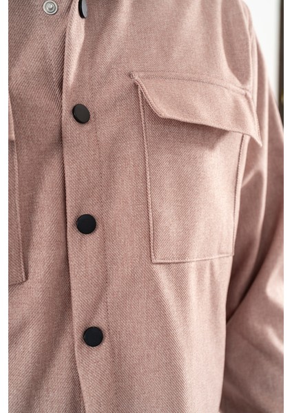 Erkek Vizon Oversize Gömlek Ceket Kapaklı Çift Cepli Çıtçıtlı indirimleri