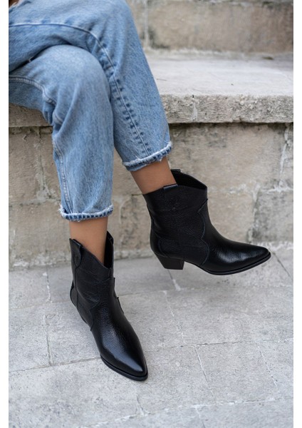Marta Siyah Deri Hakiki Deri Kadın Bot fiyatları