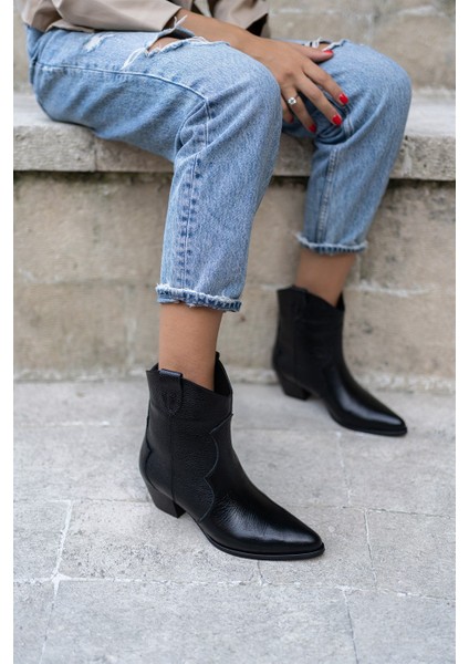 Marta Siyah Deri Hakiki Deri Kadın Bot indirimleri