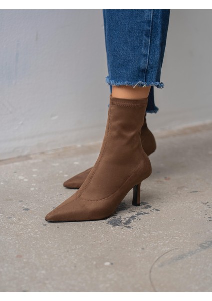 Dina Streç Kahve Süet Bot