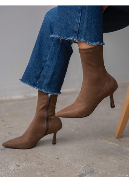 Dina Streç Kahve Süet Bot fiyatları