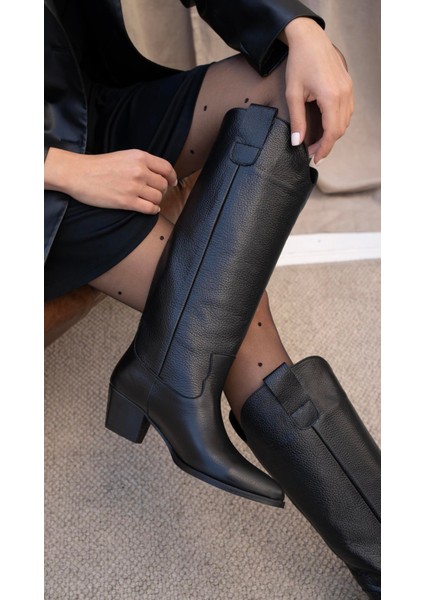Marry Siyah Deri Çizme