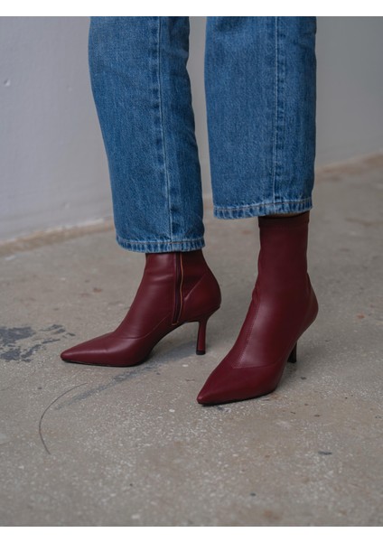 Dina Streç Bordo Deri Bot fiyatları