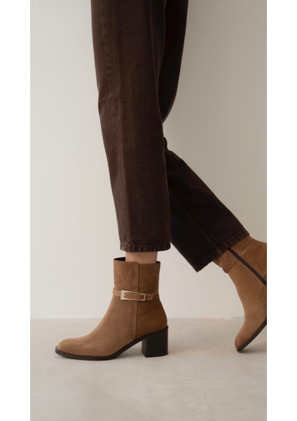 Sutalo Camel Süet Hakiki Deri Bot