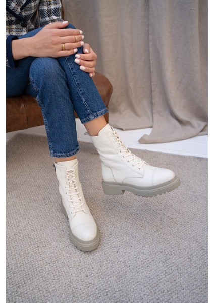 Yule Ekru Deri Bot indirimleri