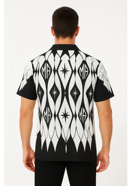 Erkek Iki Iplik Kumaş Dijital Baskılı Gömlek - Siyah fiyatları