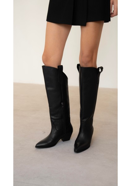 Mely Siyah Hakiki Deri Kadın Çizme fırsatları