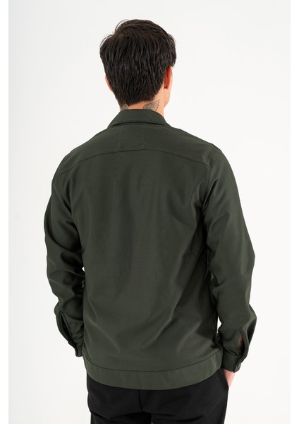 Erkek Haki Rahat Kesim Gömlek Ceket Kapaklı Çift Cepli Çıtçıtlı fırsatları