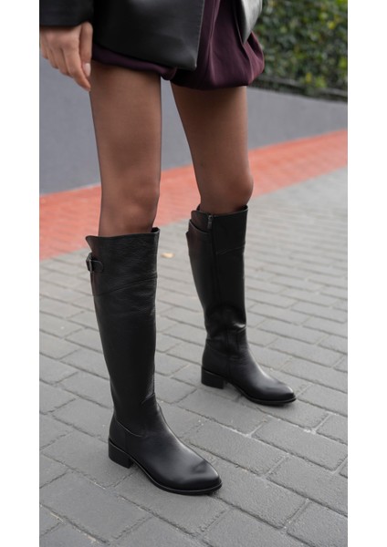 Bentley Siyah Hakiki Deri Çizme