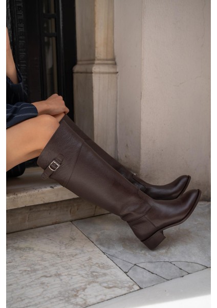 Bentley Kahve Hakiki Deri Çizme