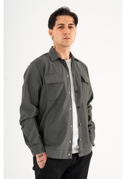 Erkek Füme Rahat Kesim Gömlek Ceket Kapaklı Çift Cepli Çıtçıtlı fiyatları