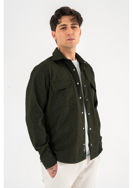 Erkek Haki Oversize Gömlek Ceket Kapaklı Çift Cepli Çıtçıtlı fiyatları