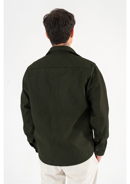 Erkek Haki Oversize Gömlek Ceket Kapaklı Çift Cepli Çıtçıtlı fırsatları