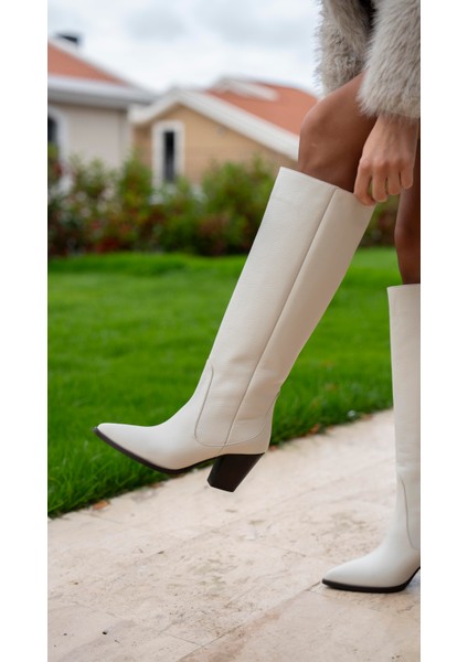 Aniela Ekru Deri Hakiki Deri Kadın Çizme fiyatları
