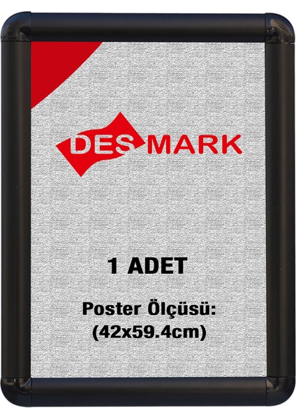 25 mm A2(42X59.4) Rondo Köşe Alüminyum Aç-Kapa Çerçeve – Poster Çerçevesi (Siyah Renk)