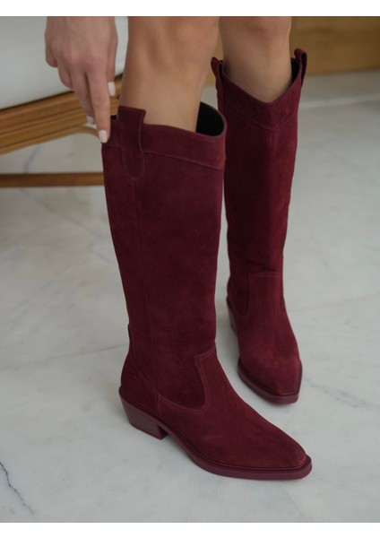 Fonseca Bordo Süet Hakiki Deri Çizme modelleri