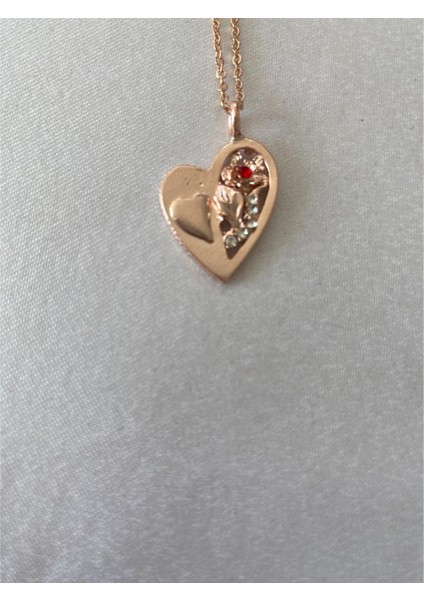 Kalpli Taşlı Kolye Roz Renk