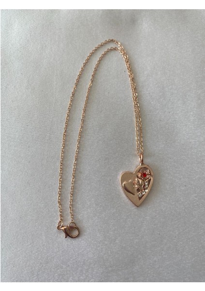 Kalpli Taşlı Kolye Roz Renk fiyatları