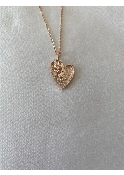 Kalpli Taşlı Kolye Roz Renk modelleri