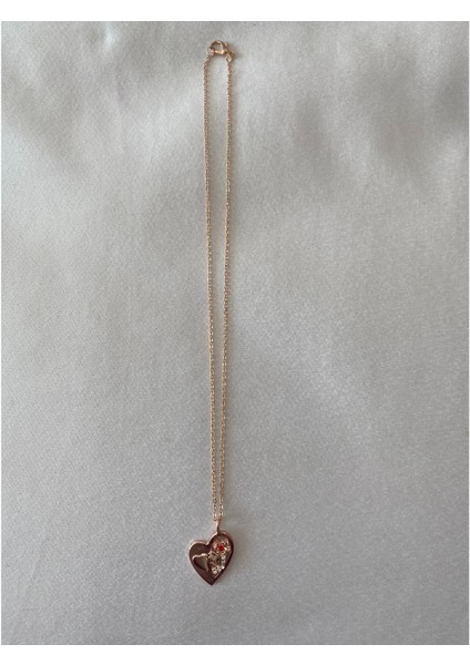 Kalpli Taşlı Kolye Roz Renk fırsatları