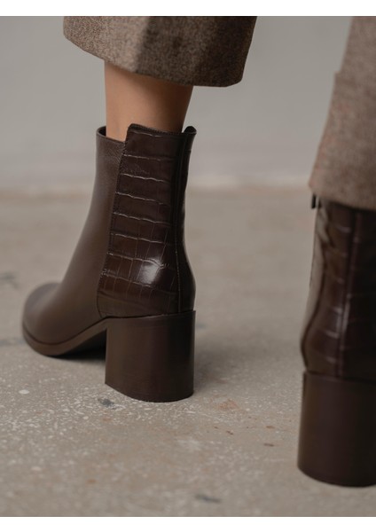 Henin Kahve Hakiki Deri Kadın Bot indirimleri