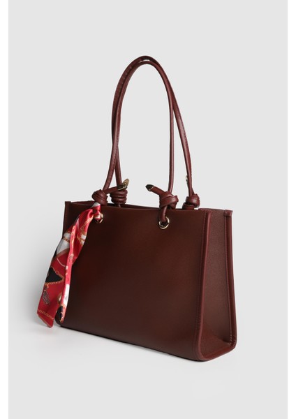 Lagraccio Paris Kadın Simon Fularlı Büyük Boy Omuz Çantası Bordo