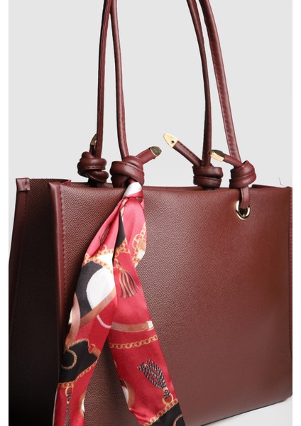 Lagraccio Paris Kadın Simon Fularlı Büyük Boy Omuz Çantası Bordo modelleri