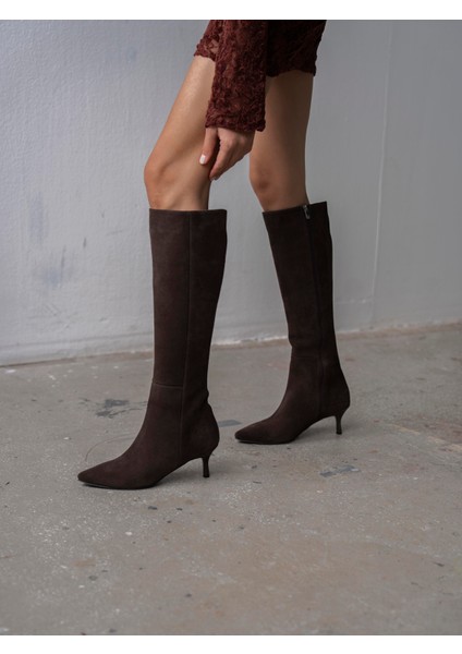 Zanka Kahve Süet Hakiki Deri Çizme