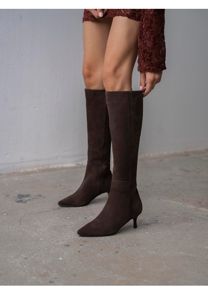 Zanka Kahve Süet Hakiki Deri Çizme modelleri