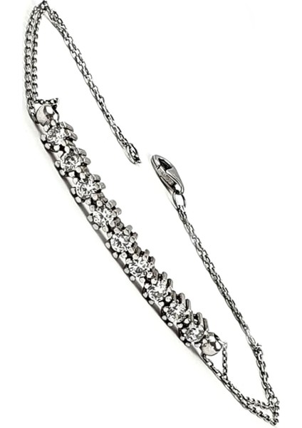 Pırlanta ışıltısında zirkon taşlı gümüş bileklik