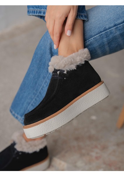 Cira Siyah Hakiki Süet Kadın Bot