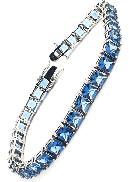 Sky Diamond Blue Creative Sapphire 925ayar Gümüş Lüks Su Yolu Bileklik fiyatları
