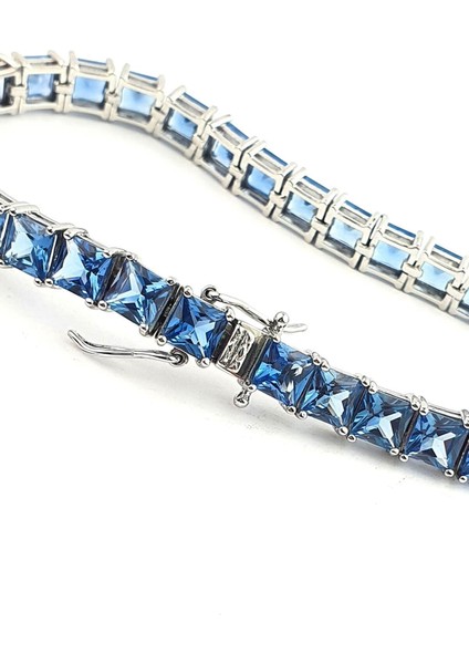 Sky Diamond Blue Creative Sapphire 925ayar Gümüş Lüks Su Yolu Bileklik modelleri