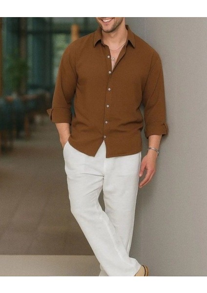 Erkek Uzun Kollu Regular Sofya Keten Gömlek
