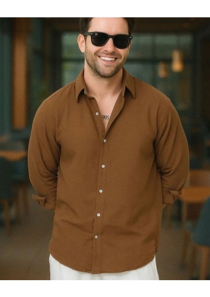 Erkek Uzun Kollu Regular Sofya Keten Gömlek fiyatları