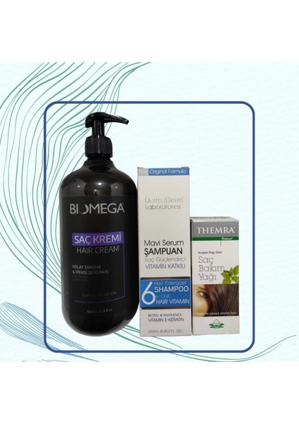 Mavi Saç Serumu+ Keratin Sampuan + Saç Bakım Yağı