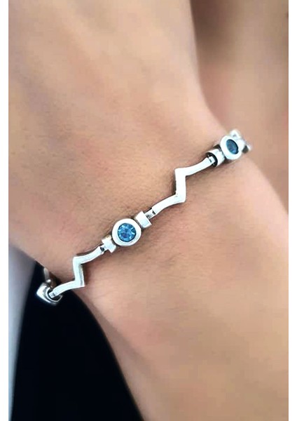Aquamarin taşlı gümüş su yolu bileklik