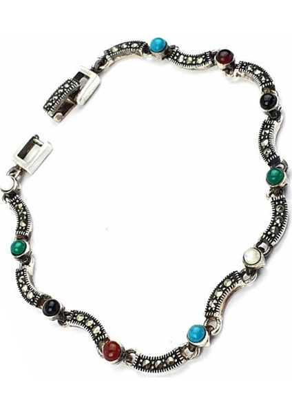 Turkuaz akik oniks sedef taşlı markazit su yolu bileklik fiyatları