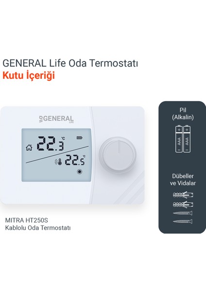 Life Mitra HT250S Kablolu Oda Termostatı fiyatları