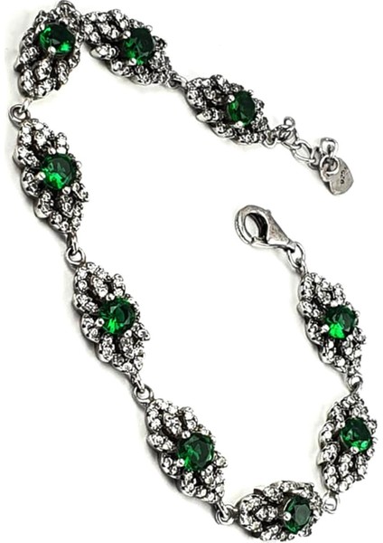 Yesil zirkon taşlı gümüş su yolu bileklik fiyatları