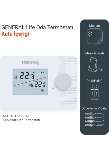 Mitra HT260S Rf Kablosuz Oda Termostatı modelleri