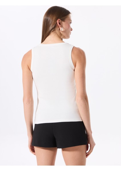 U Yaka Taşlı Kırık Beyaz Kadın Atlet F5SL-TST0257 indirimleri
