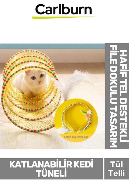 Özel Üretim Tel Destekli Yer Kaplamaz Taşınabilir Kolay Katlanabilir Oyun Kedi File Tüneli