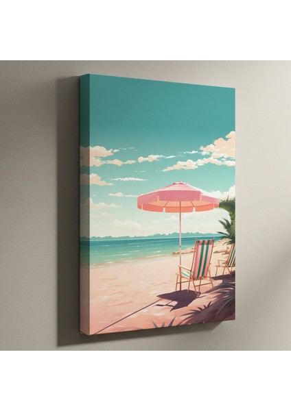 Yaz Günü Plaj Manzarası Illüstrasyon Tablosu