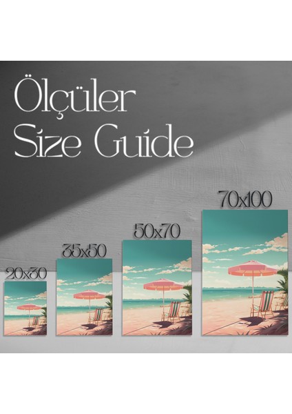 Yaz Günü Plaj Manzarası Illüstrasyon Tablosu modelleri