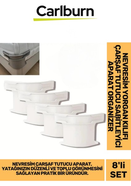 Özel Üretim Kaymaz Pratik Nevresim Yorgan Kılıfı Çarşaf Tutucu Sabitleyici Aparat Organizer 8'li Set