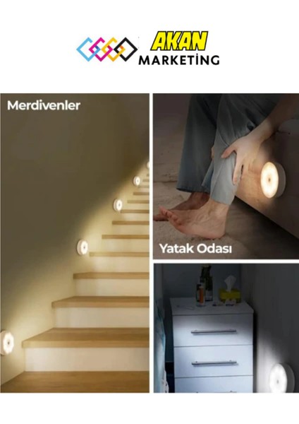 Hareket Sensörlü USB Şarj Edilebilir LED Işık Lamba Dolap Içi Ev Lamba 4ADET-BEYAZRENKSENSÖRLÜ 65 fırsatları