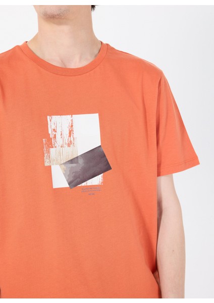 Bisiklet Yaka Baskılı Turuncu Erkek T-Shirt M5SM-TST1298 fırsatları