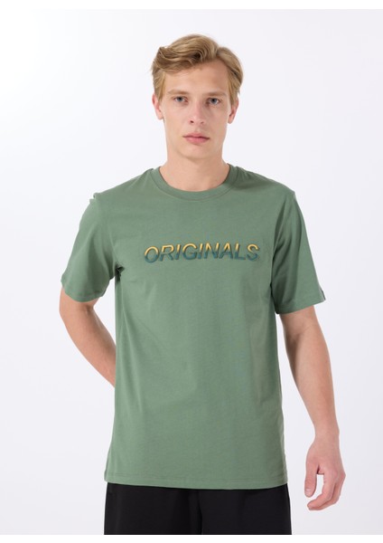 Bisiklet Yaka Koyu Yeşil Erkek T-Shirt 12288566_JORX90 Tee Ss Crew Neck Bs