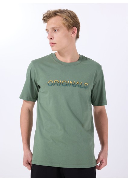 Bisiklet Yaka Koyu Yeşil Erkek T-Shirt 12288566_JORX90 Tee Ss Crew Neck Bs modelleri